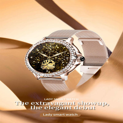 1.3 Inch Ip68 Waterproof Colour Screen Smart Watch Support Heart Rate / Blood Pressure / Blood Oxygen Monitoring - Gold