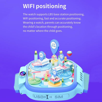 1.44 Inch 4G Video Call Waterproof Smart Children Phone Watch With Sos Function - Black