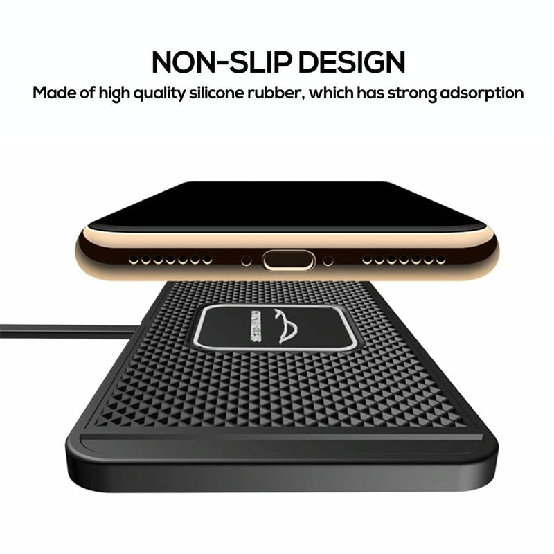 15w Car Wireless Charger with Anti-skid Mats and 1m Usb Cable - Black
