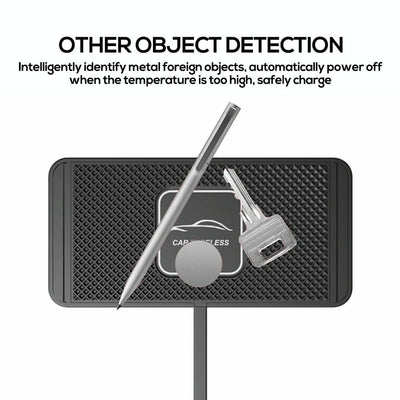 15w Car Wireless Charger with Anti-skid Mats and 1m Usb Cable - Black