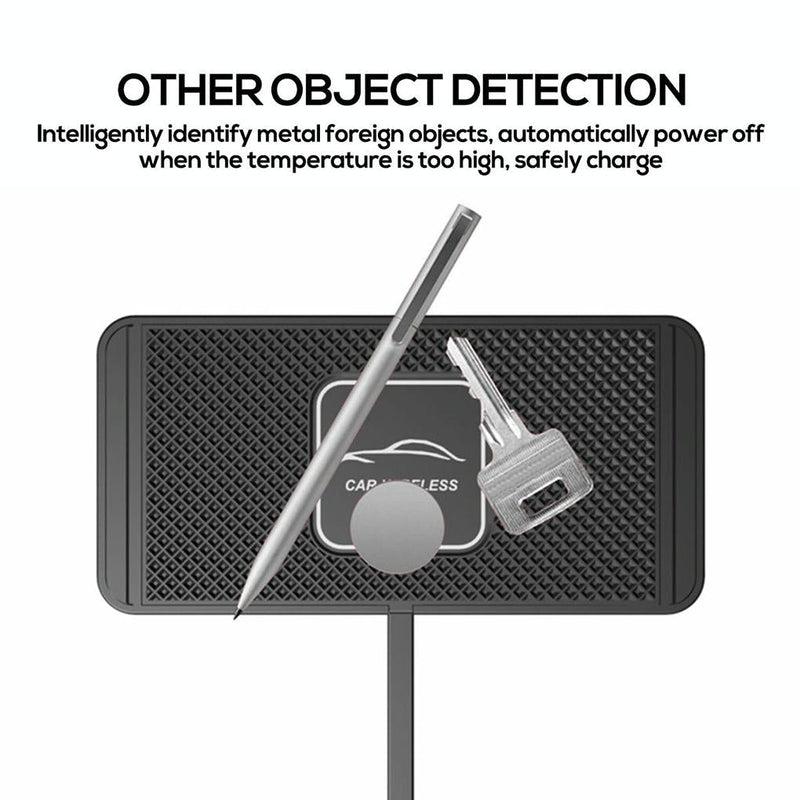 15w Car Wireless Charger with Anti-skid Mats and 1m Usb Cable - Black