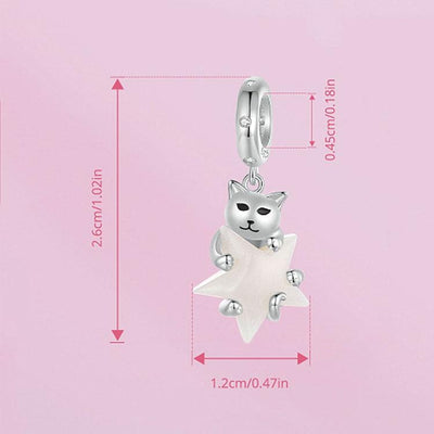 925 Sterling Silver Platinum Plated Luminous Cat Star Pendant