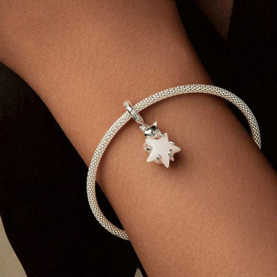 925 Sterling Silver Platinum Plated Luminous Cat Star Pendant