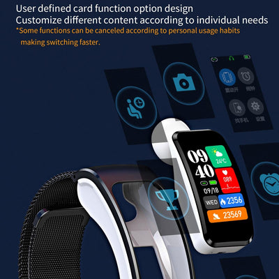 1.08 Inch Waterproof Smart Watch With Bluetooth Call - Black