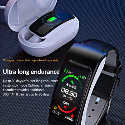 1.08 Inch Waterproof Smart Watch With Bluetooth Call - Black