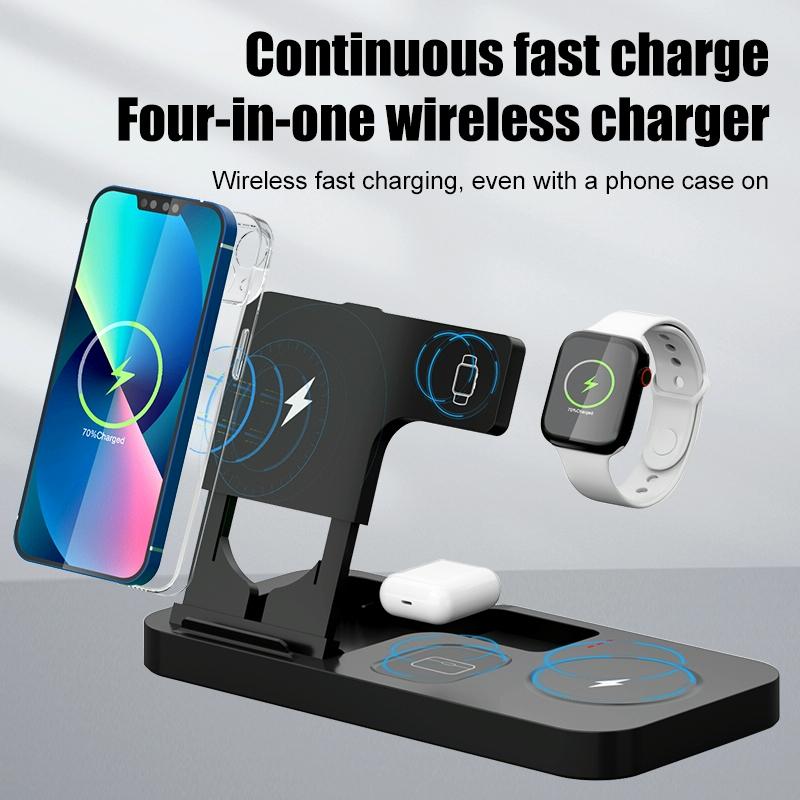 15W 4 In 1 Wireless Phone Charger Black