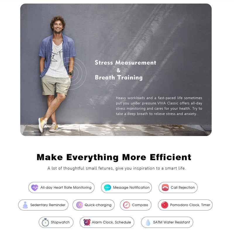 1.3 Inch Tft Smart Watch Sleep Heart Oxygen Monitoring 5Atm Waterproof Black