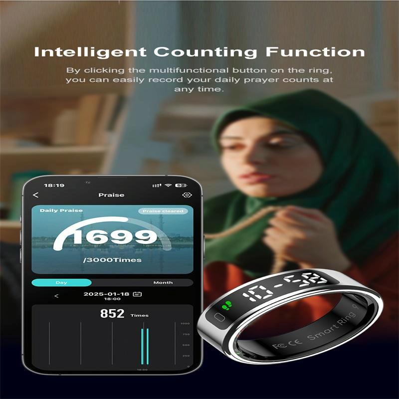 12 Size R11 Smart Ring Heart Rate Oxygen Sleep Sports - Black
