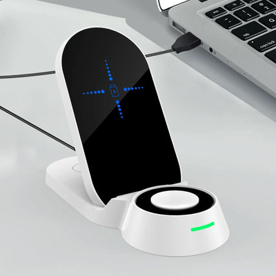 3 In 1 Foldable Wireless Charger For Smart Devices - Black