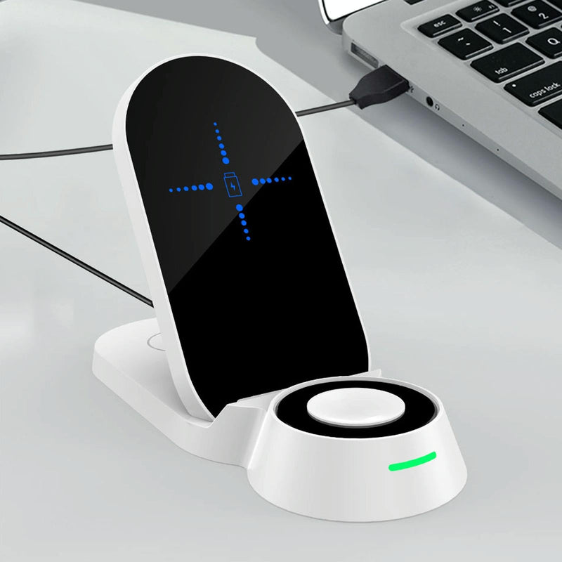 3 In 1 Foldable Wireless Charger For Smart Devices - Black