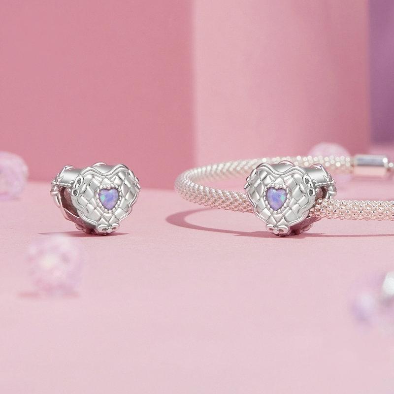 925 Sterling Silver Platinum Plated Heart Shaped Beads Bracelet