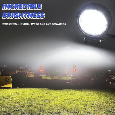14W 9 - 30V Floodlight Mixed Luminous 4 Inch Round Work Light With Wire Set