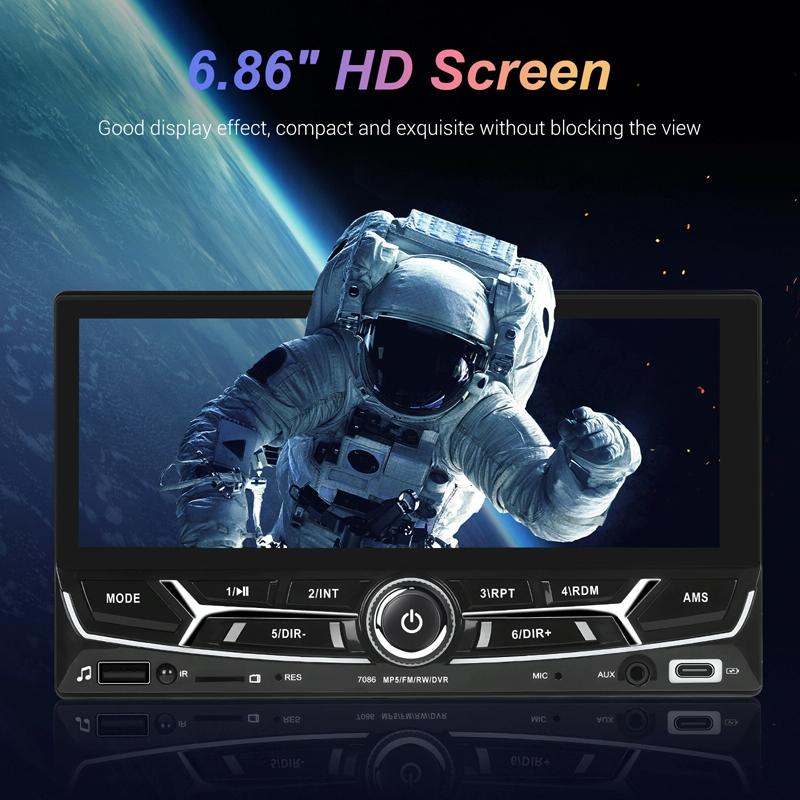 6.86 Inch Dual Butt Mp5 Player W / Backup Camera Bluetooth Carplay
