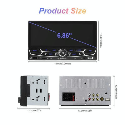 6.86 Inch Dual Butt Mp5 Player W / Backup Camera Bluetooth Carplay