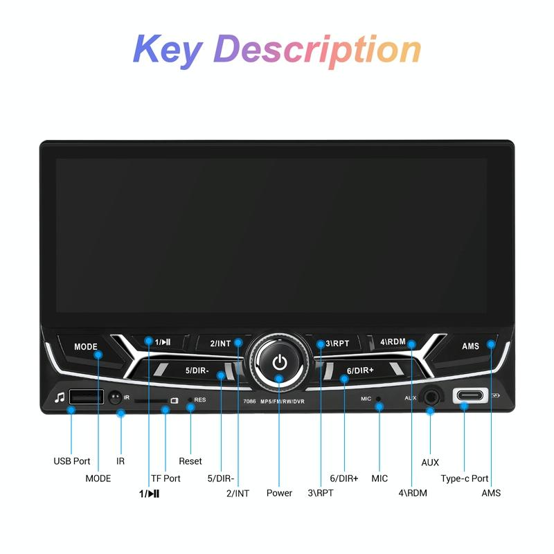6.86 Inch Dual Butt Mp5 Player W / Backup Camera Bluetooth Carplay