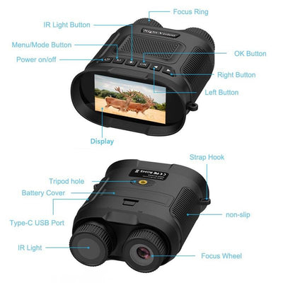 3 Digital Night Vision Binoculars with 3 Ips Screen - Black
