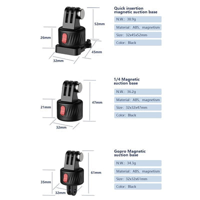 3-Piece Magnetic Gimbal Base Adapter For Gopro / Insta360 Go 3 Action Camera