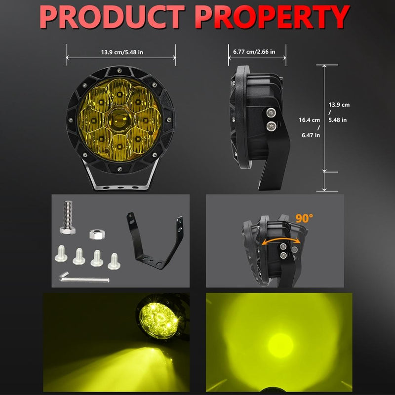 38W 4000Lm / 6000K Off - Road Vehicle Round Work Light - White