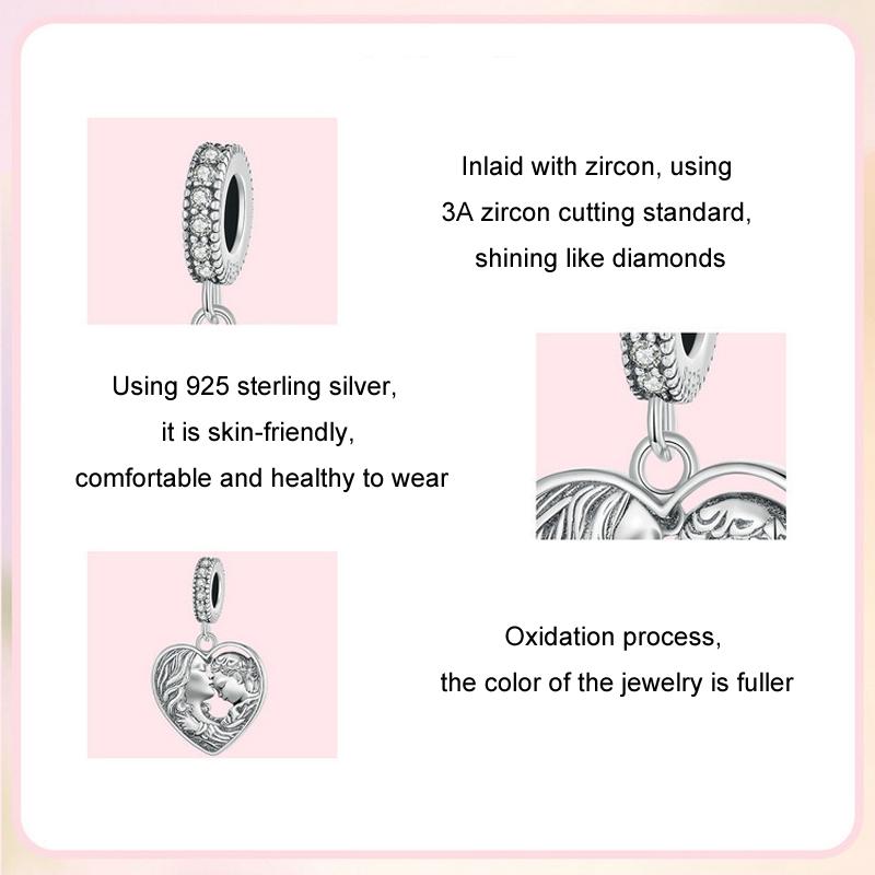 925 Sterling Silver Love Heart Diy Beads