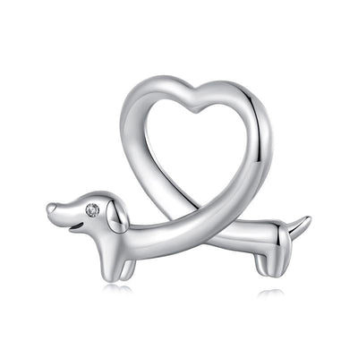 925 Sterling Silver Dachshund Bead Animal Accessory