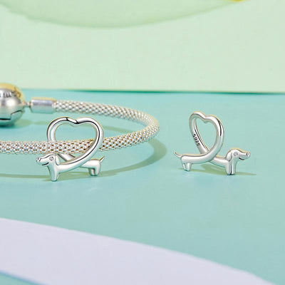 925 Sterling Silver Dachshund Bead Animal Accessory