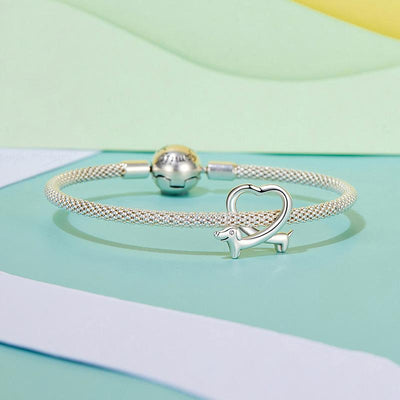 925 Sterling Silver Dachshund Bead Animal Accessory