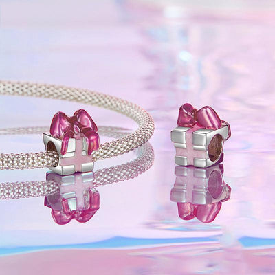 925 Sterling Silver Platinum Plated Bow Diy Beads In