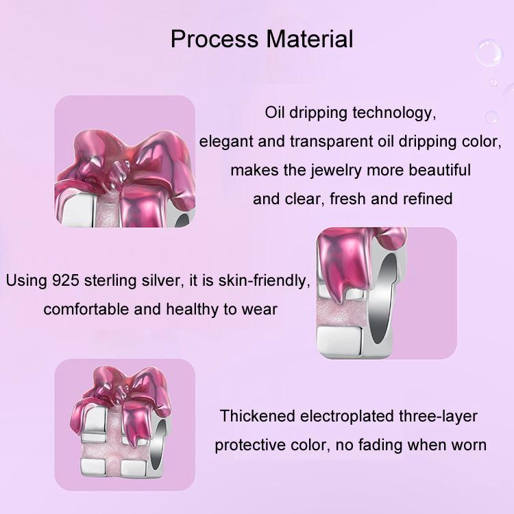 925 Sterling Silver Platinum Plated Bow Diy Beads In