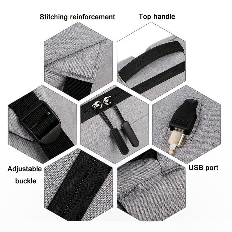 Anti Theft Usb Backpack For Business & School - Gray