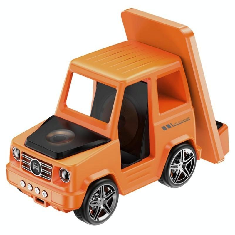 6 In 1 Car Shape Speaker With Clock & Wireless Charger - Grey