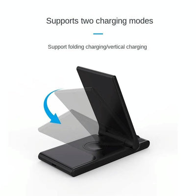 15W Foldable 3 In 1 Wireless Charger Black
