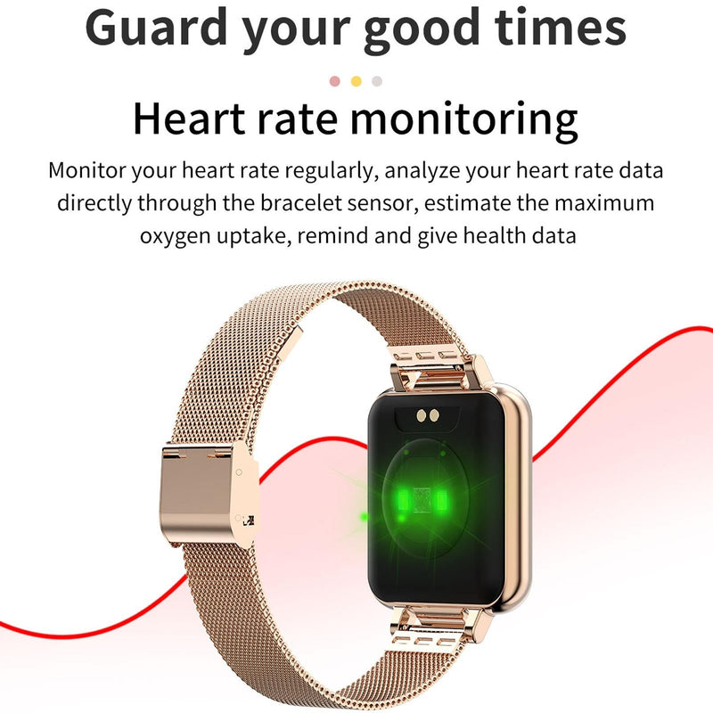 1.22 Inch Waterproof Smart Watch With Sleep & Heart Rate Monitor - Gold