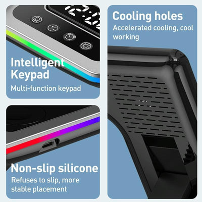 15W 5 In 1 Foldable Wireless Charger Stand - Black