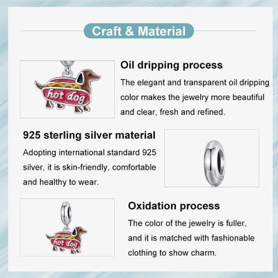 925 Sterling Silver Dachshund Pendant Animal Beads