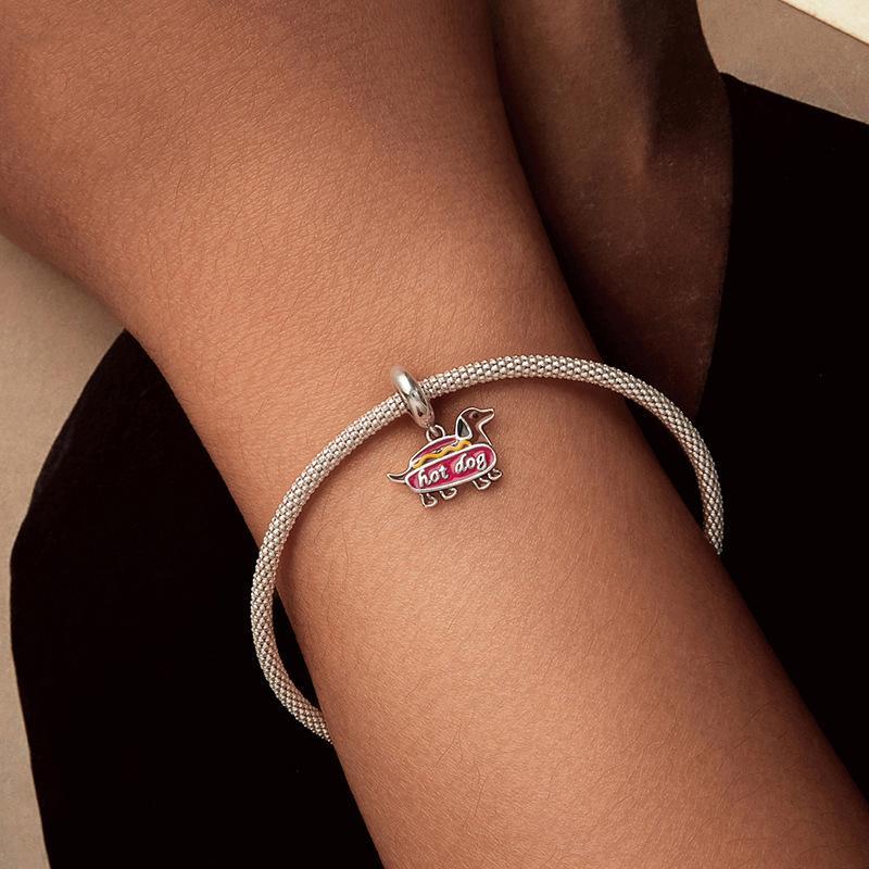 925 Sterling Silver Dachshund Pendant Animal Beads