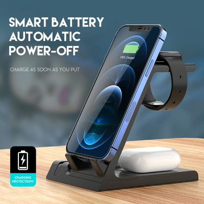 6 In 1 Fast Wireless Charger Stand Black