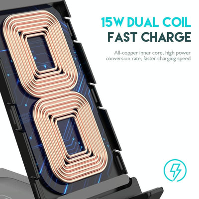 6 In 1 Fast Wireless Charger Stand Black
