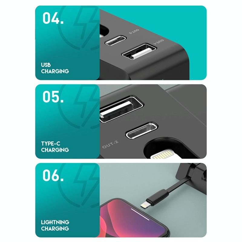 6 In 1 Fast Wireless Charger Stand Black