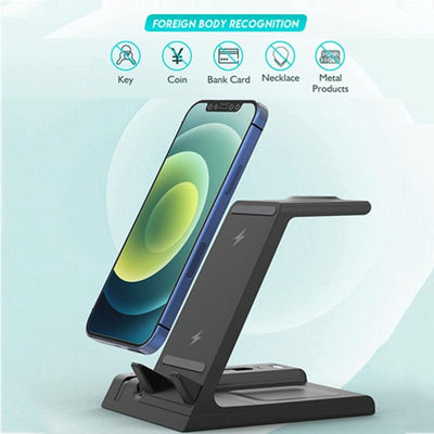 6 In 1 Fast Wireless Charger Stand Black