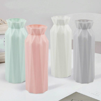 2-pack Plastic Round Vases - Simple Anti-fall Home Decor Ornaments - Green