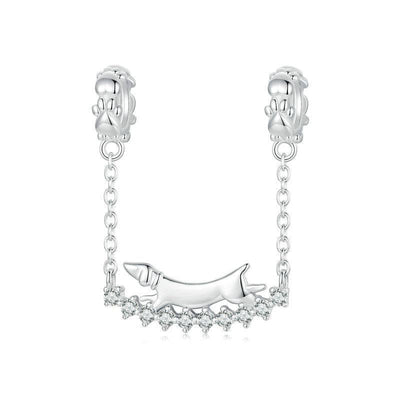 925 Sterling Silver Dachshund Beaded Bracelet