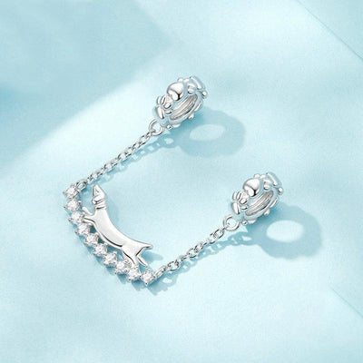 925 Sterling Silver Dachshund Beaded Bracelet