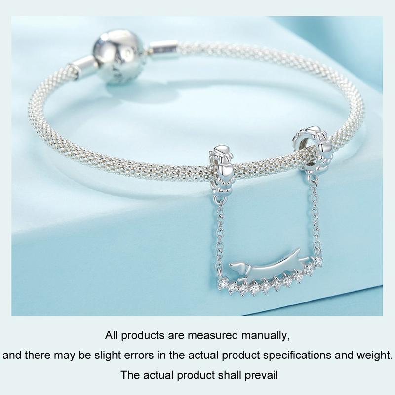 925 Sterling Silver Dachshund Beaded Bracelet