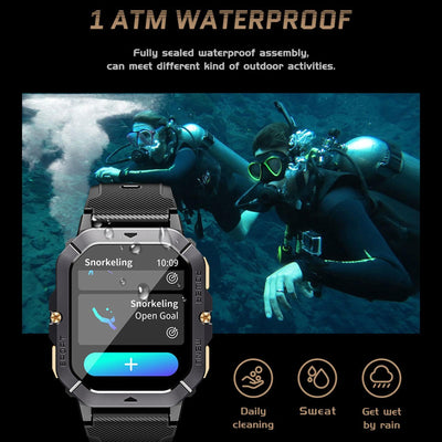 2.02 Inch Sport Smart Watch Support Bluetooth Call / Sleep / Blood Oxygen / Heart Rate / Blood Pressure Health Monitor - Black