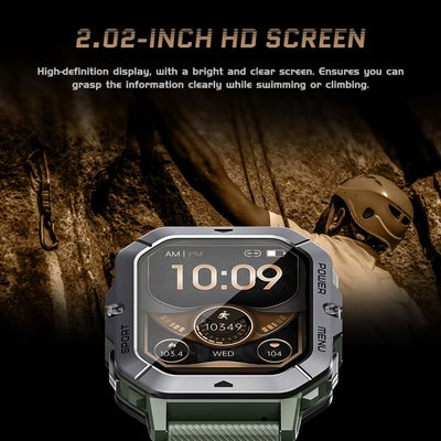 2.02 Inch Sport Smart Watch Support Bluetooth Call / Sleep / Blood Oxygen / Heart Rate / Blood Pressure Health Monitor - Black