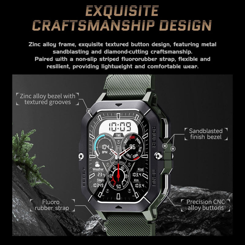 2.02 Inch Sport Smart Watch Support Bluetooth Call / Sleep / Blood Oxygen / Heart Rate / Blood Pressure Health Monitor - Black