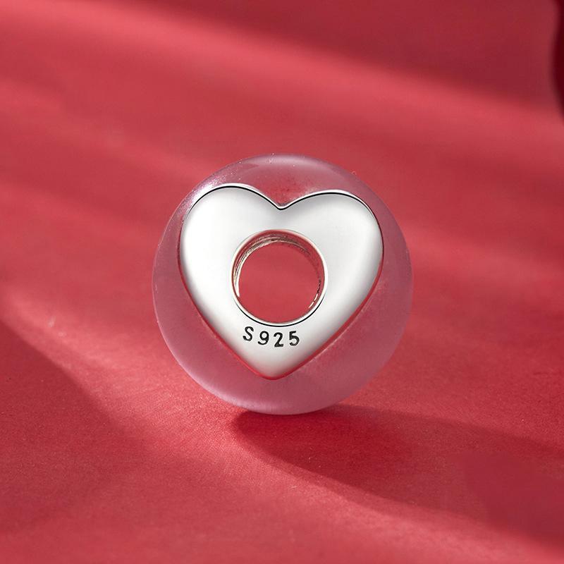 925 Sterling Silver Oxidized Love Glass Diy Beads