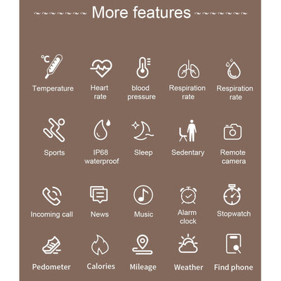 1.3 Inch Tft Colour Screen Ip68 Waterproof Women Smart Watch Support Body Temperature Monitor / Blood Pressure Monitor / Menstrual Cycle Reminder Black