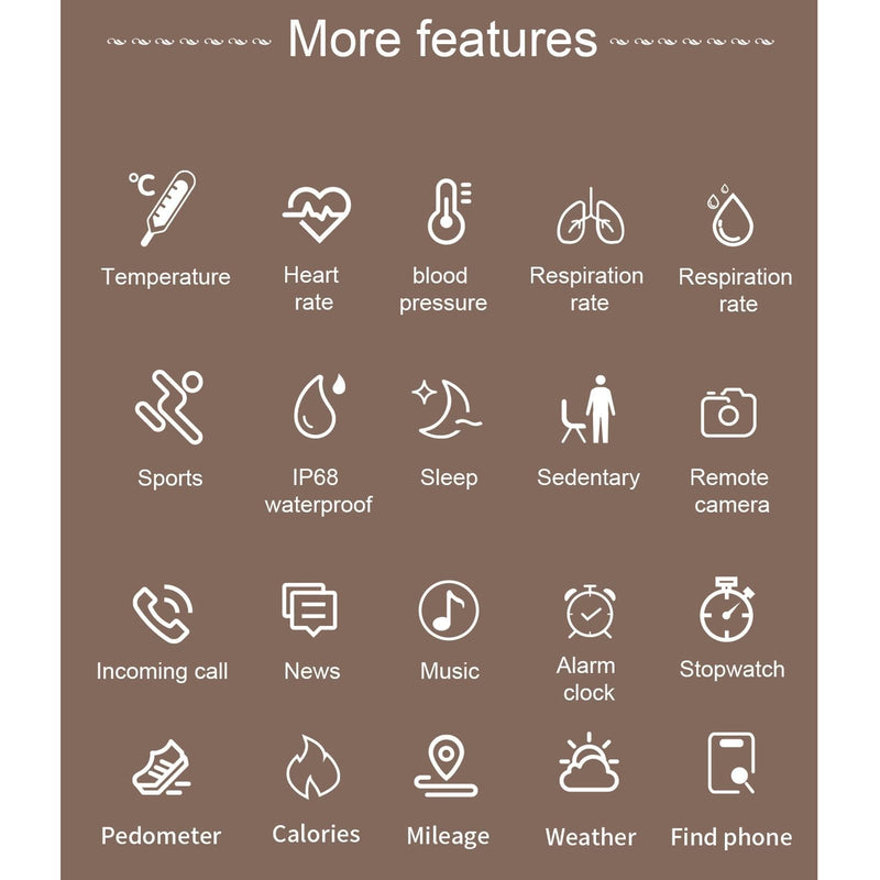 1.3 Inch Tft Colour Screen Ip68 Waterproof Women Smart Watch Support Body Temperature Monitor / Blood Pressure Monitor / Menstrual Cycle Reminder Black