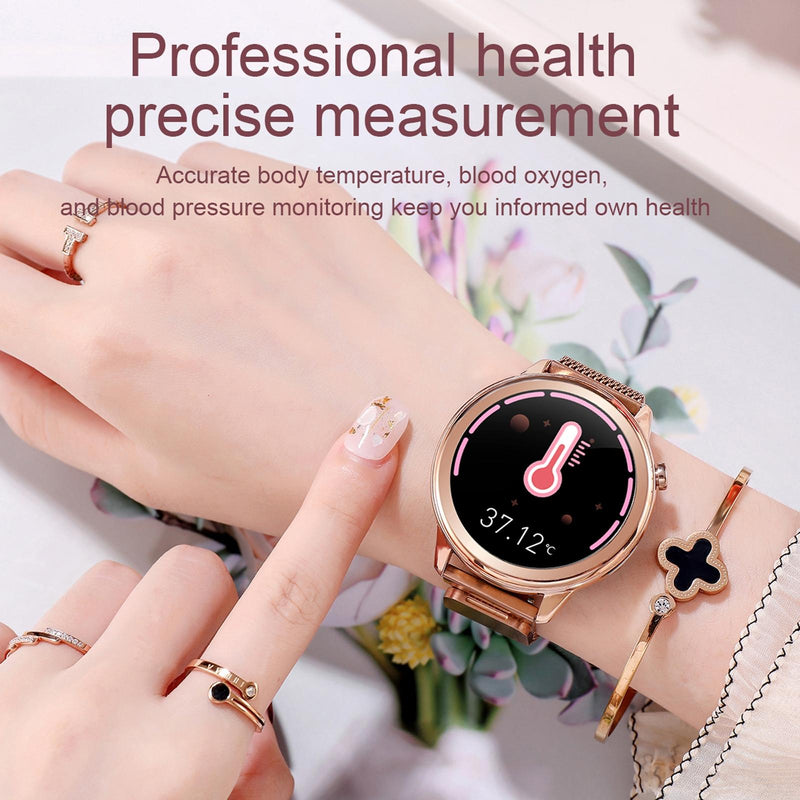 1.3 Inch Tft Colour Screen Ip68 Waterproof Women Smart Watch Support Body Temperature Monitor / Blood Pressure Monitor / Menstrual Cycle Reminder Black